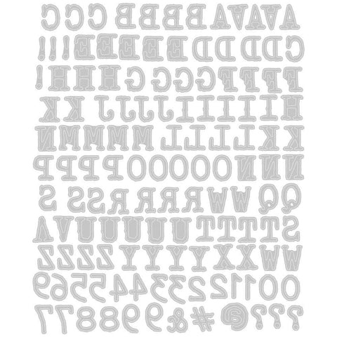 Alphanumeric Tiny Type Upper Thinlits Die Set 123 Pack For Cardmaking Journaling And Scrapbooking on white background