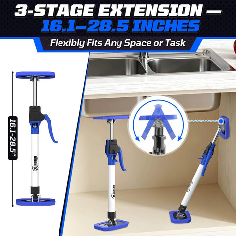 ✝️ Third Hand Tool 3rd Hand Support System, Premium Steel Telescoping Pole with 180 LB Capacity for Cabinet Jacks shown under sink