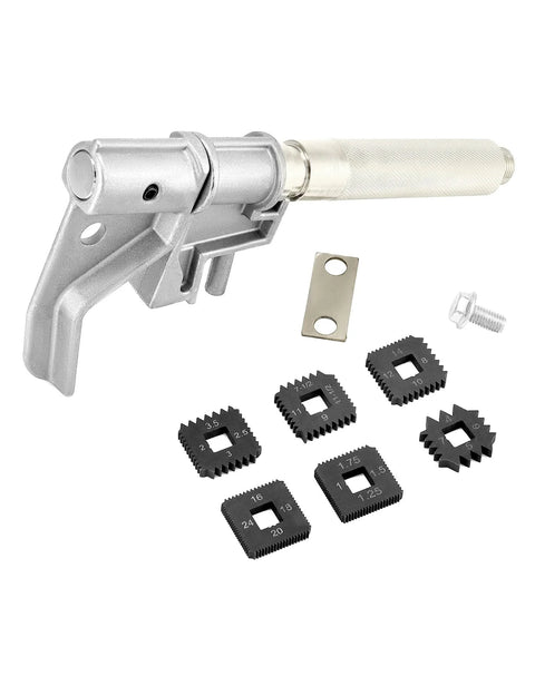 Heavy Duty Universal Outside Thread Chaser Tool For One And One Quarter To Five Inch OD, Die Cast Alloy With Silver Anodized Finish