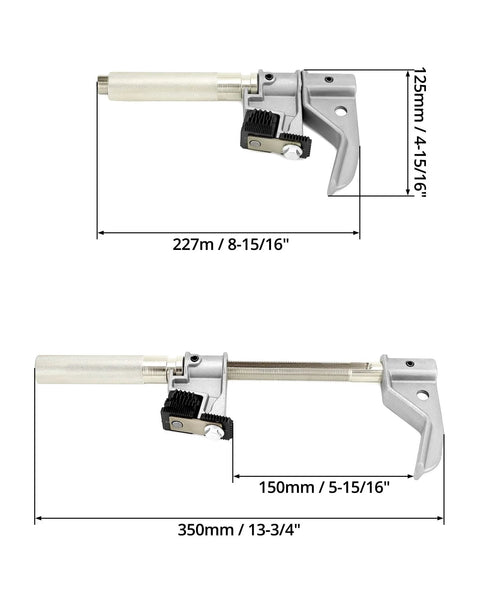 Heavy Duty Universal Outside Thread Chaser Tool For One And One Quarter To Five Inch OD, Die Cast Alloy, silver anodized, dimensions shown
