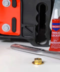 Permanent Thread Lock And Seal For Nuts Bolts And Fasteners High Strength Red 271 with wrench and bolt on machinery
