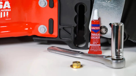 Permanent Thread Lock And Seal For Nuts Bolts And Fasteners High Strength Red 271 with wrench and bolt on machinery