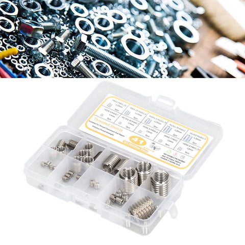 Thread Repair Kit 41 Piece Insert Assortment For M2 Through M14 Stainless Steel Thread Inserts With Storage Box for repairs
