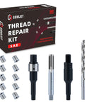 7/16-14 Inch SAE Thread Repair Kit with 0.600 Inch Stainless Steel Inserts, counterbore, drill, tap, install driver, and 10 inserts