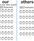 Comparison of 30pcs vs 25pcs thread inserts in Stainless 35 Piece Thread Repair Kit M6 X 1mm Insert Set For Auto Repairs And Quick Fixes.