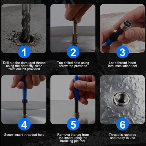 Step-by-step guide to using the 30 Piece SAE Thread Repair Insert Kit For Damaged Threads 1/4-20 Inch Helicoil Set By KUNGJUER