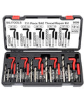 Helicoil Thread Repair Kit SAE 131-piece HSS drill and insert set for repairing damaged internal threads in metal