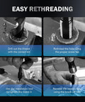 Pro Grade All In One Thread Repair Kit With Helicoil Inserts For SAE And Metric Rethreading process steps shown in use