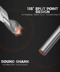 Close-up of HSS drill bit from All In One 348 Piece Thread Repair Kit With Metric And SAE Helicoil Set, showing split point design.