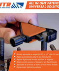 Go To Universal Thread Restorer Tool External Thread Repair Kit in use, adjusting bolt threads between 5/32 to 1/2 inch (4–13 mm).