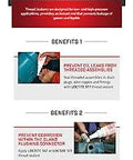 Infographic on benefits of using 567 thread sealants in industrial pumps, highlighting leak prevention and corrosion protection instructions.