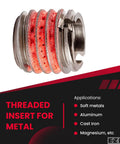 Self Locking Externally Threaded Insert For Metal Repair In 303 Stainless Steel side view with visible threads and grooves.