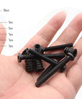 Hand holding 35 Piece Threaded Insert Nuts and Barrel Bolts Kit 1/4-20 X 13mm Inserts and 1/4 to 2-1/4in Hex Bolts Carbon Steel Black