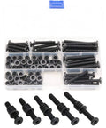 35 Piece Threaded Insert Nuts and Barrel Bolts Kit 1/4-20 X 13mm Inserts and 1/4 to 2-1/4in Hex Bolts Carbon Steel Black in storage case