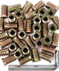 Heavy Duty 40 Pack Threaded Inserts For Wood Furniture Three Eighths Sixteen Thread Size 25mm With Hex Spanner Socket Drive Ideal For Soft Wood Plywood And Composite Board DIY Cabinet Repairs with hex spanner