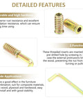 One Quarter Inch Twenty Threaded Inserts For Wood Furniture 31 Piece Set showing zinc plated carbon steel nut inserts and hex wrench.