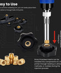 Threaded Inserts Assortment Kit With 548 Pieces Across 22 Sizes And Eight Heat Set Soldering Tips for 3D printing insertion demonstration