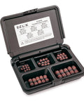 Open case showing Threaded Inserts For Metal Assortment Kit In Carbon Steel With 50 Pieces And Metric Internal Threads M3-0.5 M4-0.7 M5-0.8 M6-1.0 M8-1.25