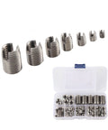 50 Pcs Threaded Inserts Set Self Tapping Stainless Steel Inner Thread for Plastic with Storage Box M3-M16 sizes