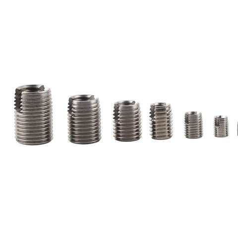 Assorted sizes of stainless steel threaded inserts from 50 Pcs Threaded Inserts Set Self Tapping Stainless Steel Inner Thread For Plastic And Soft Materials