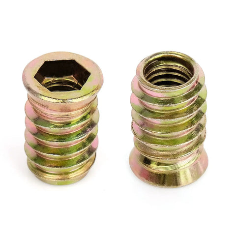 Heavy Duty 40 Pack Threaded Inserts For Wood Furniture Three Eighths Sixteen Thread Size 25mm With Hex Spanner Socket Drive