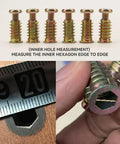 56 Piece Set Of 1 4 20 Inch Threaded Wood Inserts And Nut Fasteners With Hex Socket Drive For Furniture Making measurement shown