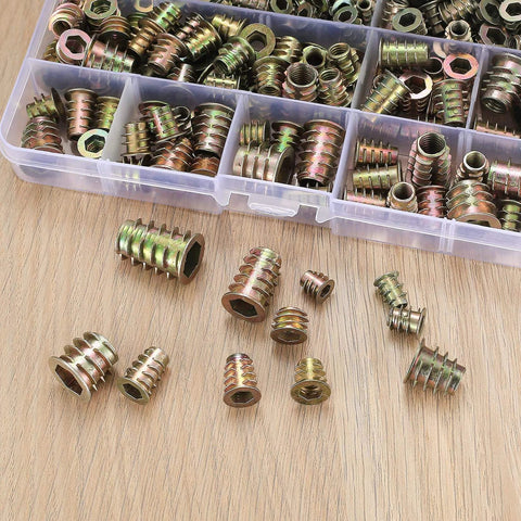 230 Piece Threaded Wood Inserts Set With 11 Sizes M4 M5 M6 M8 M10 Hex Socket Drive in storage box