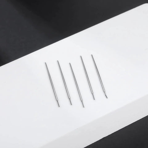 Threadless Piercing Taper Kit Dope Gear 20G 0.8mm 18G 16G Stainless Steel Insertion Pins, 5pc set for various piercings displayed on white surface