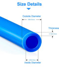 Three Eighths Inch RO Water Tubing 15 Ft Food Grade PE Water Line showing 9.5mm outer diameter and 6.3mm inner diameter