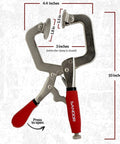 Heavy Duty 3 Inch Face Clamp Pack Of 2 For Woodworking With Ergonomic Grip C Type Wood Clamp Tools shown in detailed view