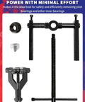 Three Jaw Inner Pilot Bearing Puller For Car SUV Motorcycle Bearing Removal Tool Universal Fit For Sleeve Type Bearings From 0.7 To 1.5 Inches Great For Flywheels Wheels And Machine Bearings, parts displayed