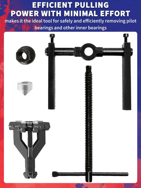 Three Jaw Inner Pilot Bearing Puller For Car SUV Motorcycle Bearing Removal Tool Universal Fit For Sleeve Type Bearings From 0.7 To 1.5 Inches Great For Flywheels Wheels And Machine Bearings, parts displayed