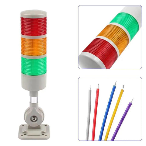 Industrial Led Signal Tower Lights Three Layer Warning Column Lamp With Rotatable Base And Buzzer Strobe Beacon For Beefed Up Heavy Duty Mechanical Equipment Continuous Flashing Switchable 12 24V By Tiiyee