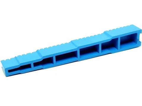Blue plastic Three Lead Bender Tool for through-hole components, precise 300 to 700 mil lead spacing, made in Canada, CUSMA compliant.