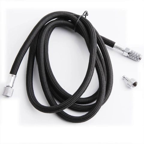 Three Meter Airbrush Hose BD-30 with Quick Disconnect and Standard One Eighth Fittings on Both Ends, rubber and nylon construction.