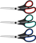 Three Pack 8 Inch Heavy Duty Scissors With Ultra Sharp Blades And Comfort Grip Handles