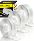 Three Pack Heavy Duty Double Sided Tape 3cm Wide Nano Mounting Tape Clear Removable for Pictures Posters Rugs Carpets Walls Indoor Use Ultra Strong Adhesive for Secure Mounting and No Mess Removal, shown in 3 rolls