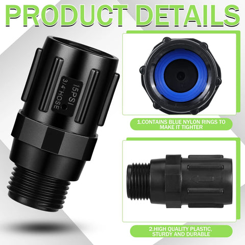 Three Pack Drip Irrigation Pressure Regulator 15 PSI, Three Quarter Inch FHT To Three Quarter Inch MHT, close-up of regulator details