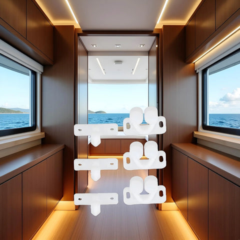 Three Pack White Marine Boat Door Catch Sets With Ball Roller Latches And Spring Back Plates for cabinets and furniture doors