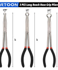 Three Piece Beefy Hose Gripper Pliers Set Spark Plug Pliers Five Sixteenth Inch One Half Inch And Three Quarter Inch Hose Grippers