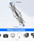 Three Piece Knurled One Quarter To Three Eighths Inch Metal Male Converter Screw Adapter Spigot Set with camera accessories.