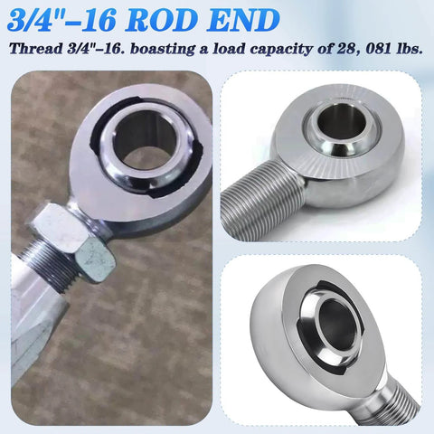 3/4 inch Heim Joint Rod End Bearing with jam nut and right hand 3/4-16 thread chromoly panhard rod end in zinc plated steel