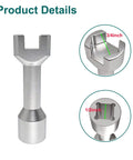 Three Quarter Inch Strut Socket With One Half Inch Drive For One And Five Eighths Inch Wide Strut Channels Forged Heat Treated Alloy Steel Suspension Socket Tool Silvery, detailed view with measurements