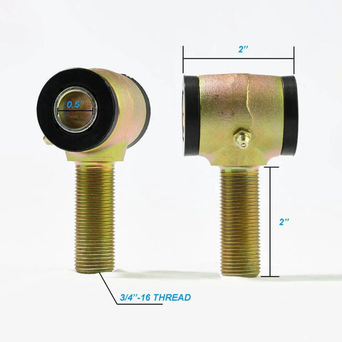 3/4 inch threaded bushing kit for 4 link suspension, showcasing adjustable chromoly bushings with polyurethane inserts and dimensions.