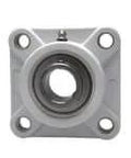 Front view of 3/4 in Set-Screw 4-Bolt Flange, Kanigen White Housing Single-Row Pillow Block, Single Ball Unit