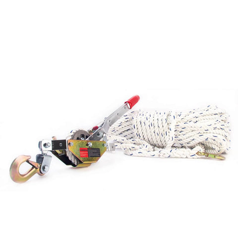 Three Quarter Ton Rope Puller Come Along Winch With 100 Ft Rope for Tree Felling, Hauling Boats, and Securing Materials