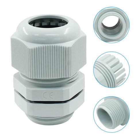 Five Pack Three Quarters Inch NPT Cable Glands Waterproof Strain Relief Cord Connectors Built Tough Nylon Glands With Adjustable Grip