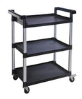 Three Shelf Utility Cart On Wheels For Garage Workshop Office And Home Use 225 Lbs Capacity Durable Polypropylene Shelves Easy To Clean And Rust Resistant Black By MaxWorks
