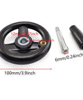 Three Spoke Round Hand Wheel With Detachable Hand Crank And Handle, 3.94 Inch Diameter, showing 100mm wheel, 12mm bore, 4mm keyslot.
