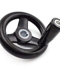 Three Spoke Round Hand Wheel With Detachable Hand Crank And Handle, 3.94 Inch Diameter, 100 Mm Total, Center Bore 12 Mm, Keyslot 4 Mm
